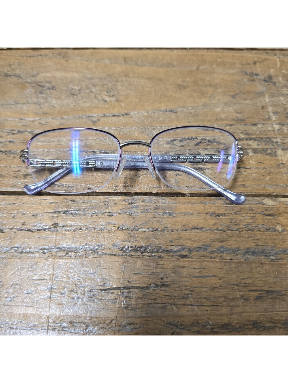 TURA R701 Lilac Purple Silver Half Rim 51-17-135 B:35 Eyeglasses Frame Only
